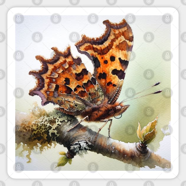 Comma - Watercolor Butterfly Sticker by Aquarelle Impressions